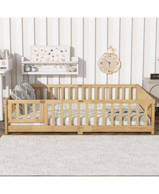 Floor Bed with Fence and Door, Rubber Wood