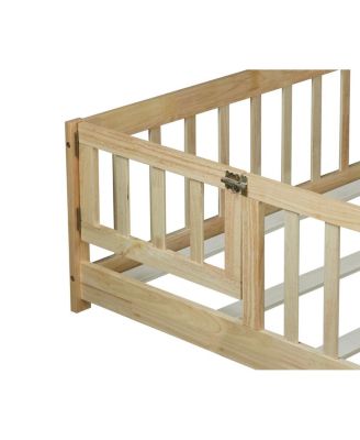 Floor Bed with Fence and Door, Rubber Wood