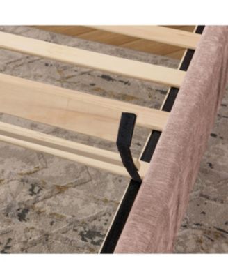 Streamdale Queen Size Chenille Upholstered Bed Frame with Pleated Design - Pink