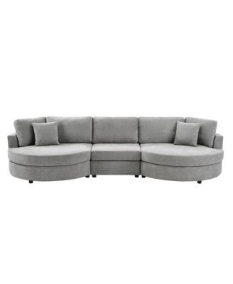 3-seater 129" Curved Upholstered Sofa Couch, Dark Gray