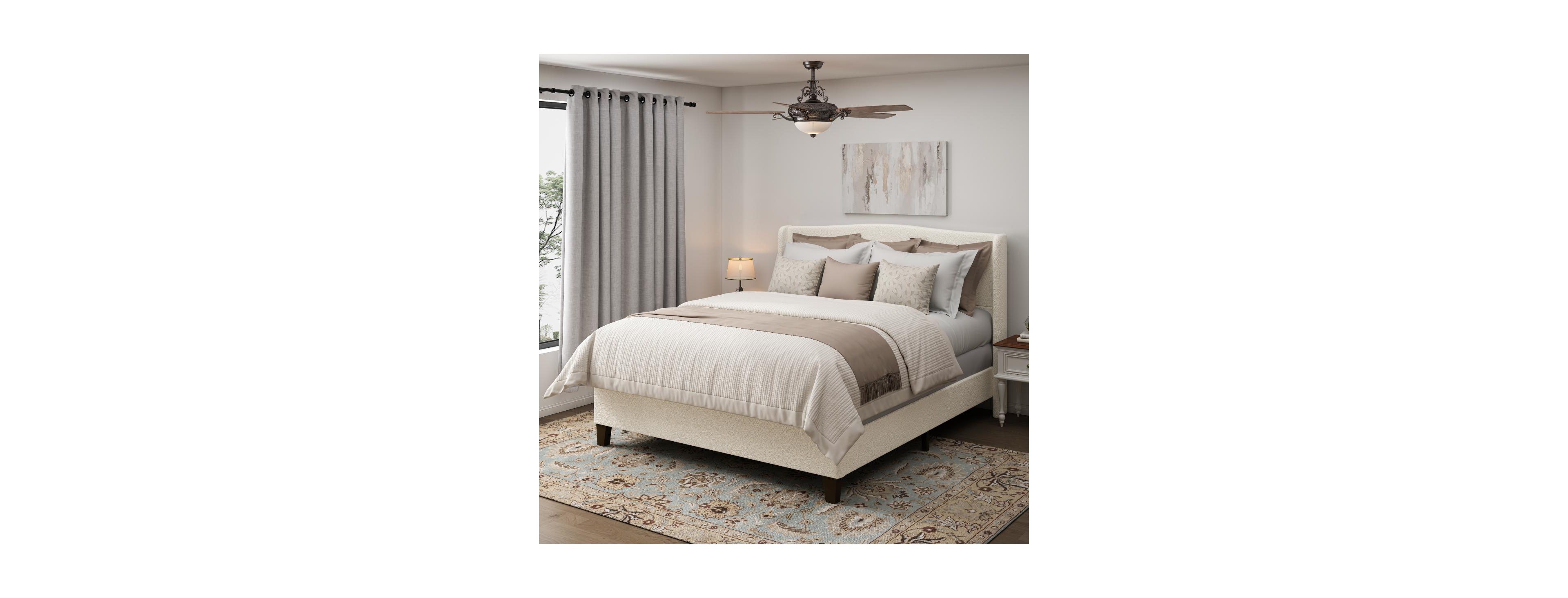 Streamdale Furniture Streamdale King Size Teddy Velvet Upholstered Bed Frame with Headboard & Footboard (White