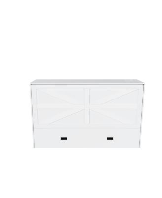 Murphy Bed with Storage, Charging Cabinet, Foldable Panels, Swivel Wheels