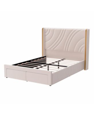 Bed Frame with Storage Wingback Headboard
