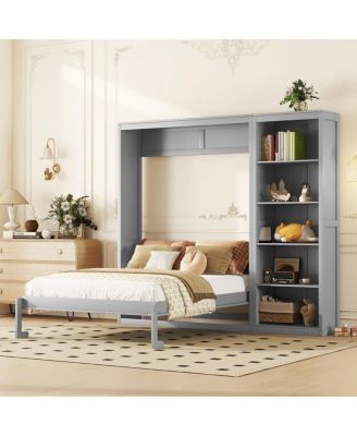 Queen Size Murphy Bed Wall Bed with Shelves