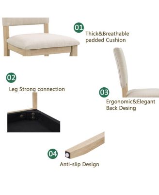 6 Piece Dining Table Set with Bench, Wooden Kitchen Table & 4 Upholstered Chairs