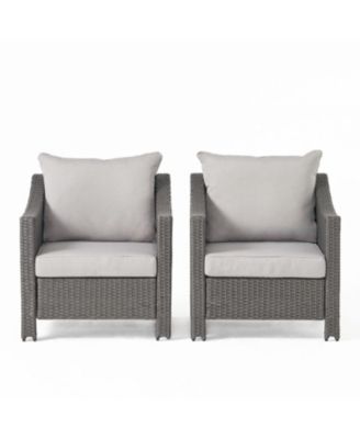 Wicker Club Chairs with Water-Resistant Cushions (Set of 2)