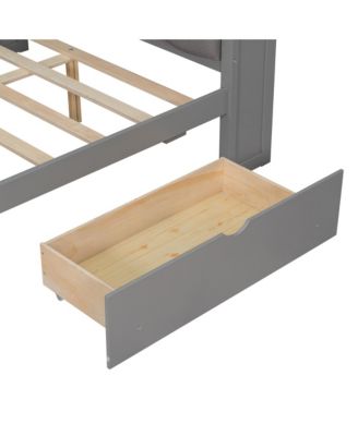 Full Platform Bed with Storage, LED, Desk & Upholstered Headboard