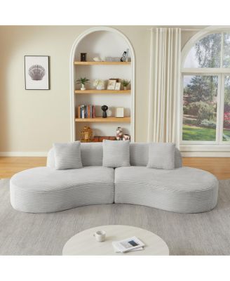 Contemporary Corduroy Curved Sectional Sofa with Scatter Cushions - No Assembly Required