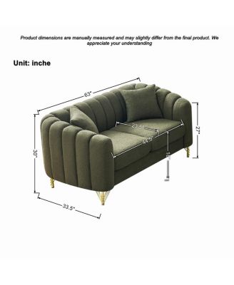 Chenille Oversized Tufted Sofa with Gold Metal Legs