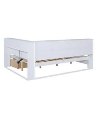 Streamdale Wooden Full Size DayBed with 2 Drawers, USB Ports, White