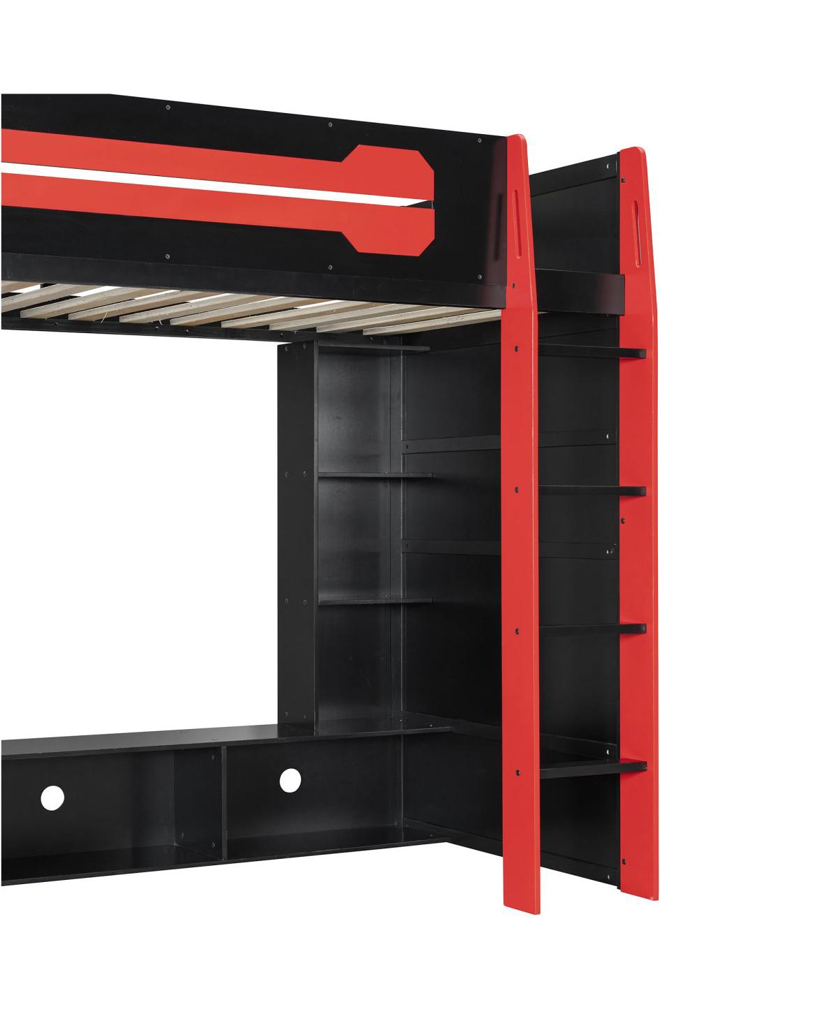 Streamdale Furniture Twin Size Wood Loft Bed with Desk