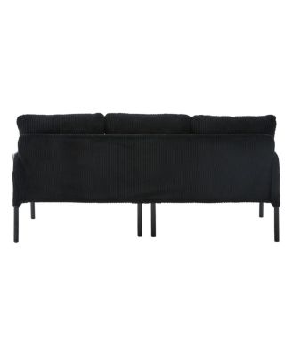 Oversized Corduroy Loveseat Sofa with Metal Legs & Side Pockets