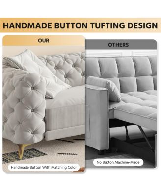 3-in-1 Convertible Sleeper Sofa, 28.4" Deep Seat Pull Out Sofa Bed