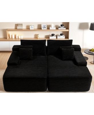  81" Cloud Sectional Couch, L-Shape Chaise with Deep Seat, Black