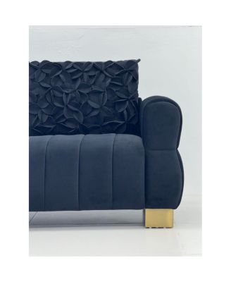 Luxurious Velvet Sofa with Golden Metal Legs