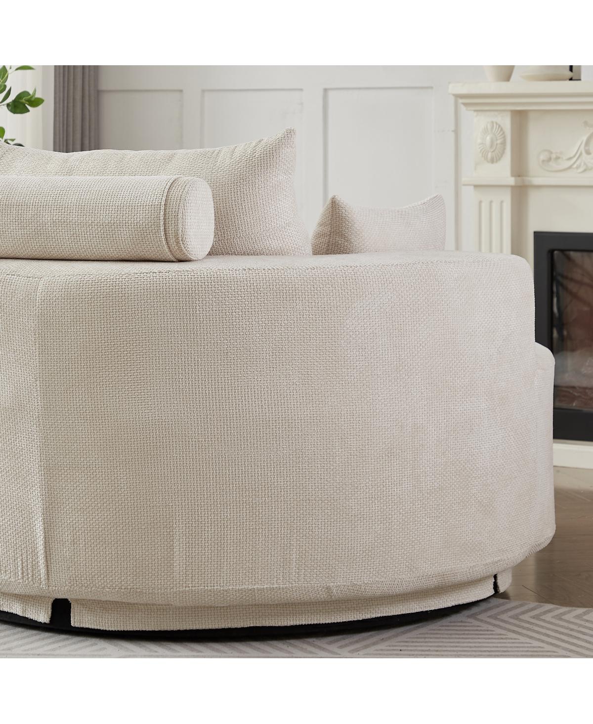 Streamdale Furniture 55"L Chenille Foam Single Swivel Chair, Fluffy Modern Sleeper, 360 Degree Swivel