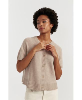 Women's Lightweight Wool-Cashmere Button-Front Tee