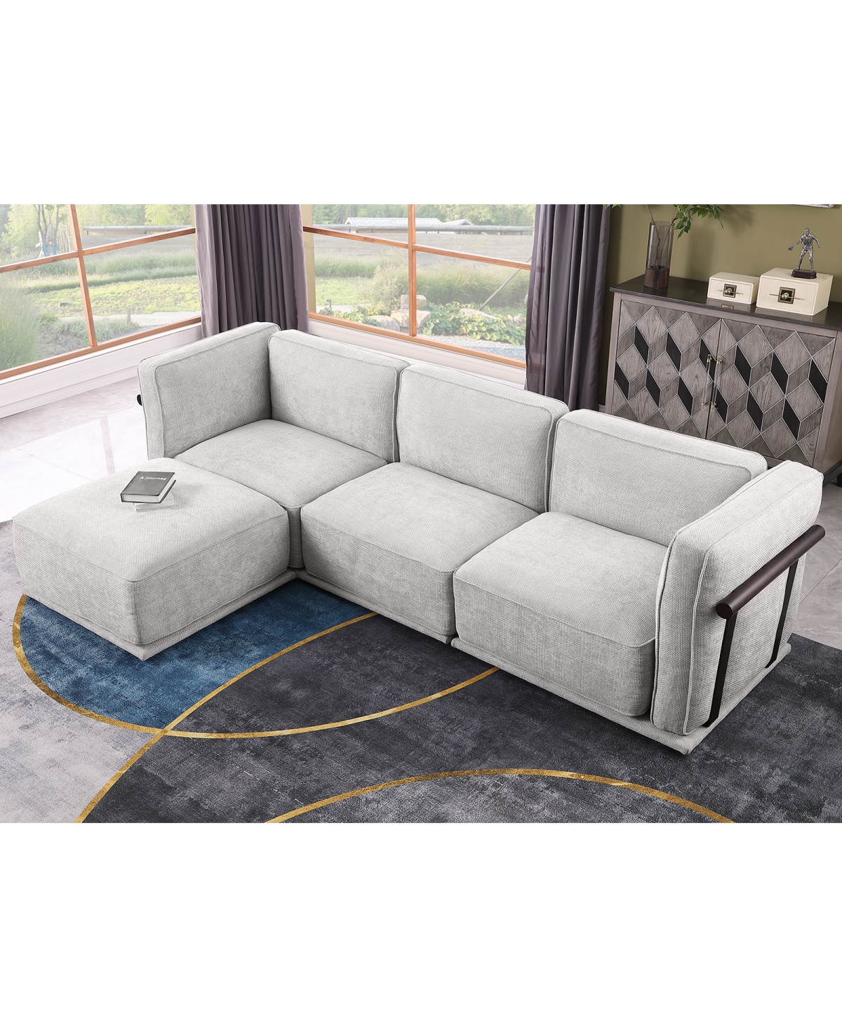 Streamdale Furniture Fashionable modular chenille sofa with iron and wood frame, Light Gray