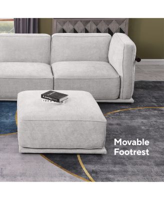 Fashionable modular chenille sofa with iron and wood frame, Light Gray