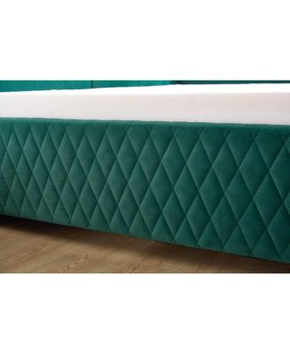  Emerald Upholstered Daybed with Trundle, Modern Diamond Grid Design