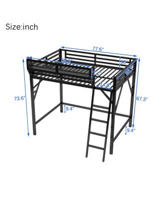 Loft Bed with Ladder and Storage Shelves
