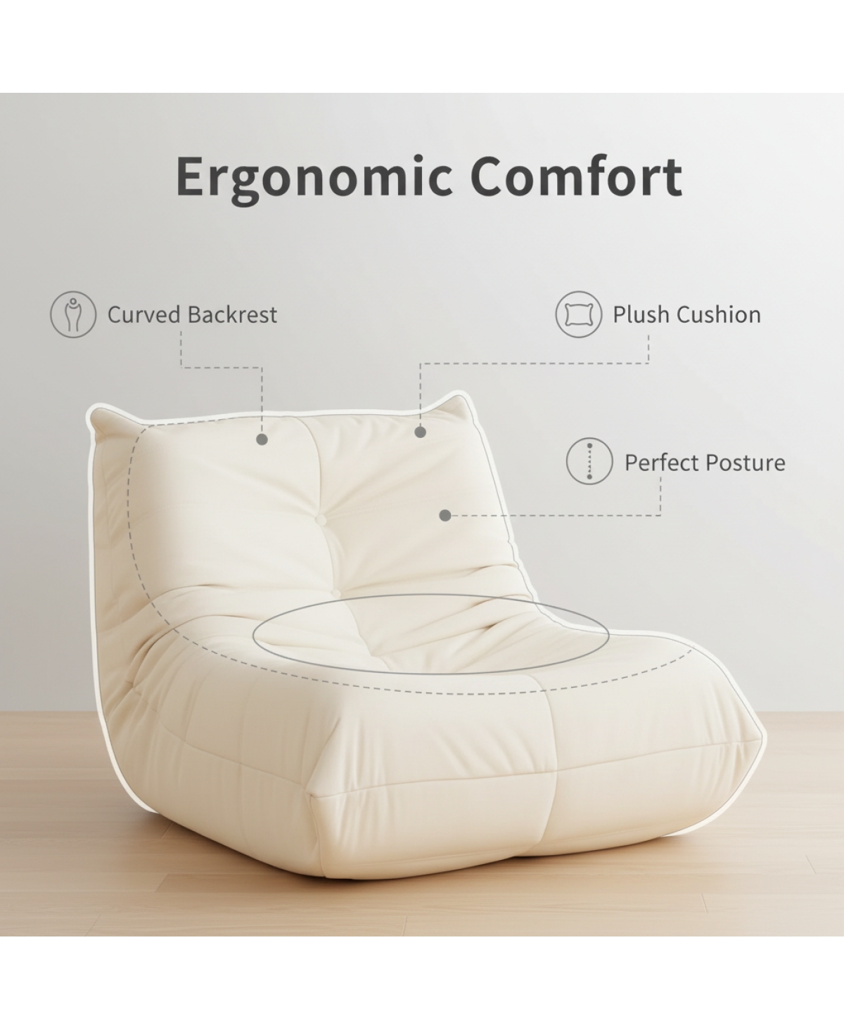 Streamdale Furniture Luxury White Microfiber Button-Tufted Accent Chair for Living Room (1pc)