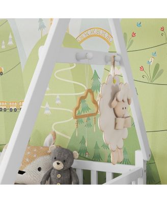 House Bed with Light, Low Floor House Bed with Fence and Roof