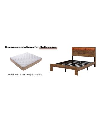 Wood Queen Platform Bed Frame with Storage, LED Headboard, USB