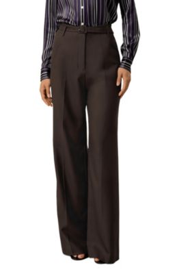 Women's Silk Wool High-Waisted Wide-Leg Pant