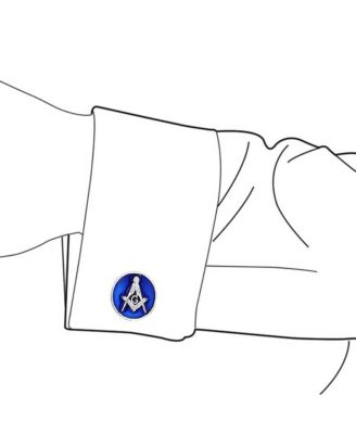 Freemasons Compass Masonic Cufflinks Blue Enamel .925 Sterling Silver