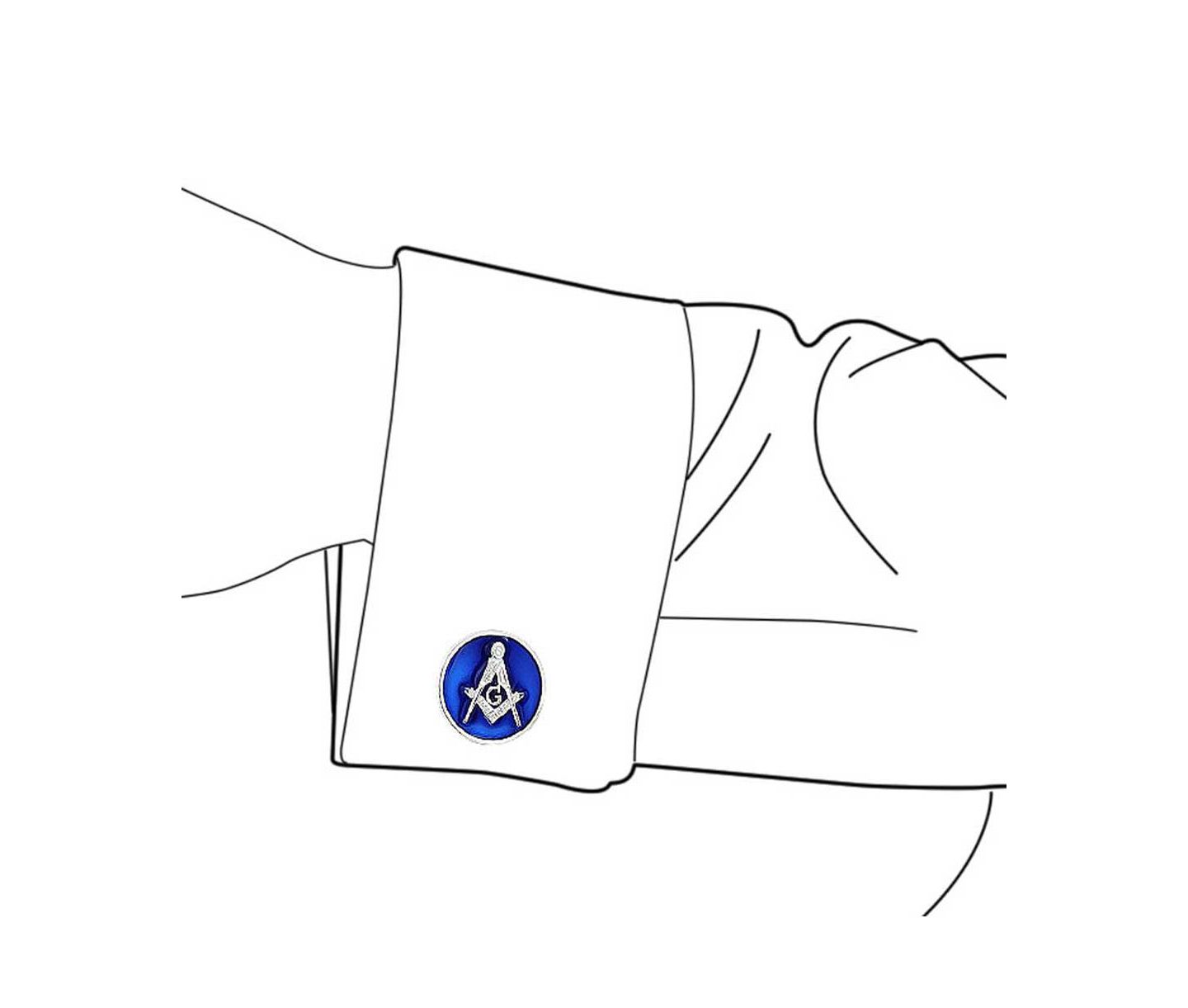 Мужские запонки Bling Jewelry Freemasons Compass Masonic Cufflinks Blue Enamel .925 Sterling Silver, цвет: Синий — фото 2