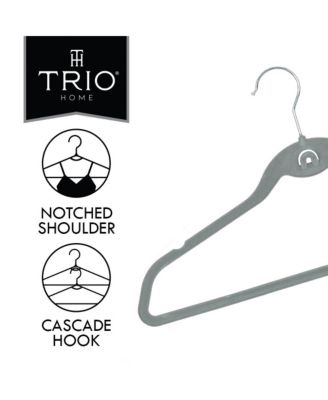 20PK Heavy Duty Velvet Hangers with Cascade Hook, 360 Degree Rotatable Hook Grey