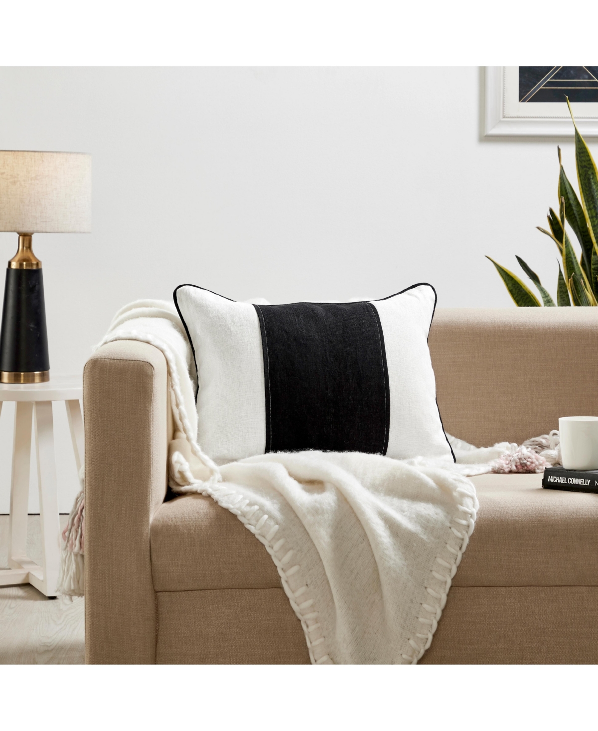 Ihi Home Linen Stripe Pillow, 14"x 20"