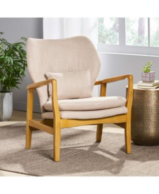 Button-Tufted Club Chair with Birch Wood Legs for Mid-Century Modern Decor