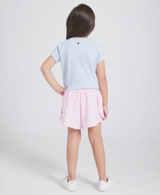 Girls' 4T-6X Tie-Front T-Shirt and Pleated Shorts, 2-Piece Set