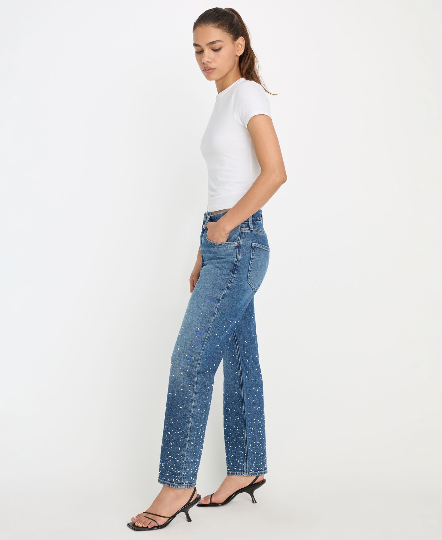 Women's Good Icon Straight Crop Cultivated Pearl Jeans