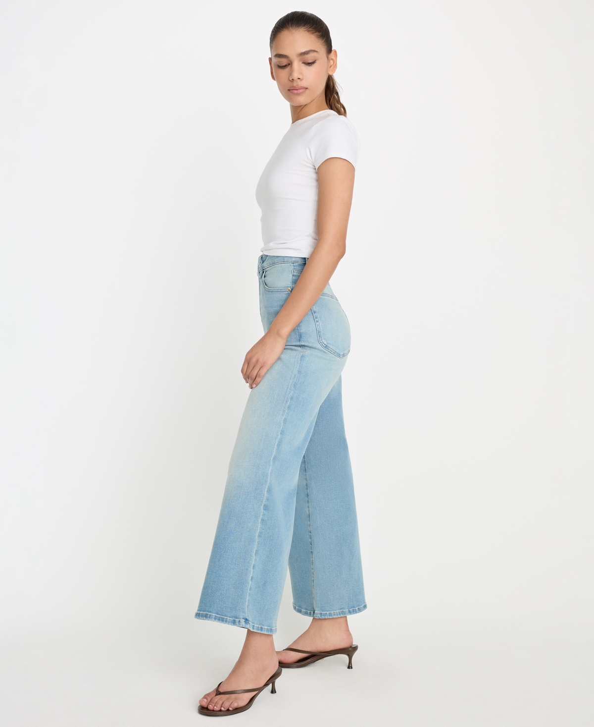 Good American Women's Soft Tech Waist Palazzo Cropped Jeans