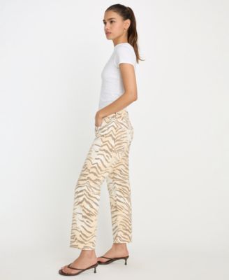 Women's Good Vintage-Inspired Straight Tiger Print Jeans