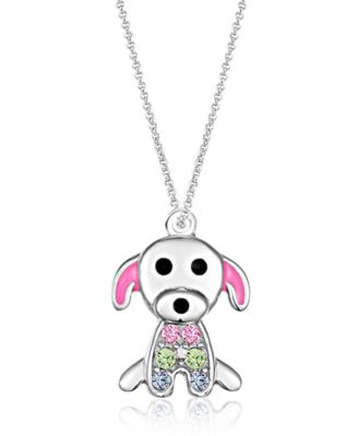 Girls /Girl/Dog Crystal White Gold Palladium Plating Necklace