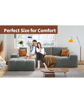 L-Shaped Modular Sofa, No Assembly, Deep Seat, 3 Cushions, Soft Fabric Upholstery