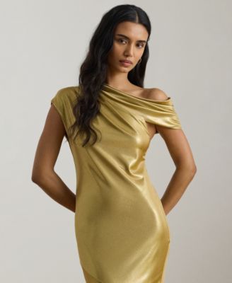 Women's Metallic Off-The-Shoulder Ball Gown