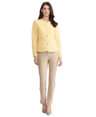 Petite Quilted Flower Crewneck Jacket