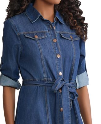 Petite Long-Sleeve Shirt Dress