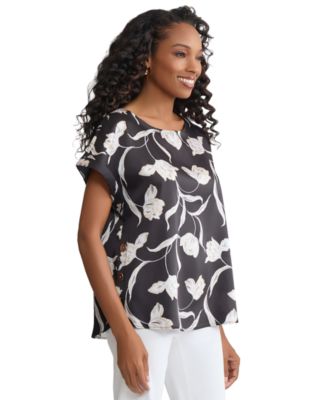 Petite Printed Crewneck Top