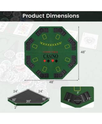 Folding Poker Table Top for 8 Players with Felt Surface Cup Holders and Chip Trays