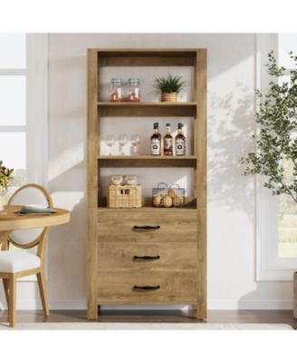 70.9" Tall Bookshelf with 3 Large Drawers, Wooden Bookcase with 3-Tier Open Shelf, Modern Freestanding Display Shelf Organizer