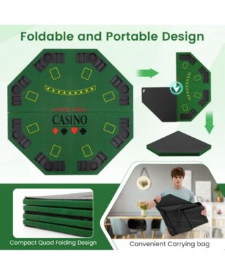 Folding Poker Table Top for 8 Players with Felt Surface Cup Holders and Chip Trays