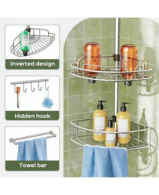 4-Tier Adjustable Shower Caddy - No-Drill, Rust-Resistant, Space-Saving
