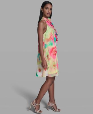 Women’s Printed Ruffle Neck Dress