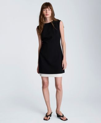Women's Color Blocked Hem Boat Neck Dress